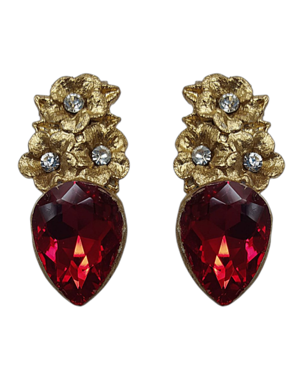 Spring Blossom Ruby Paper Mache Earrings