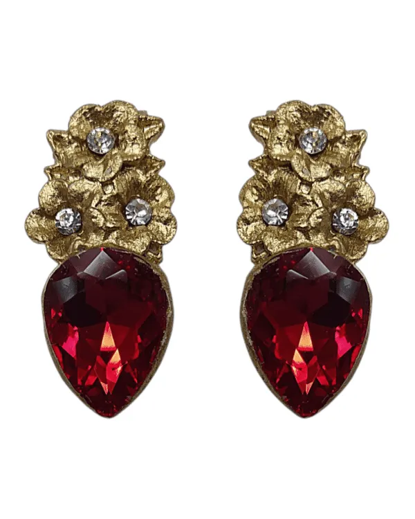 Spring Blossom Ruby Paper Mache Earrings