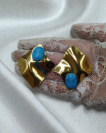 Wave Turquoise Lightweight Gold Earrings - Image 5