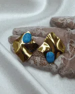 Wave Turquoise Lightweight Gold Earrings - Image 5
