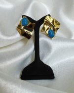 Wave Turquoise Lightweight Gold Earrings - Image 4
