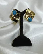 Wave Turquoise Lightweight Gold Earrings - Image 4