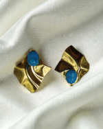 Wave Turquoise Lightweight Gold Earrings - Image 3