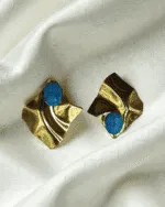 Wave Turquoise Lightweight Gold Earrings - Image 3