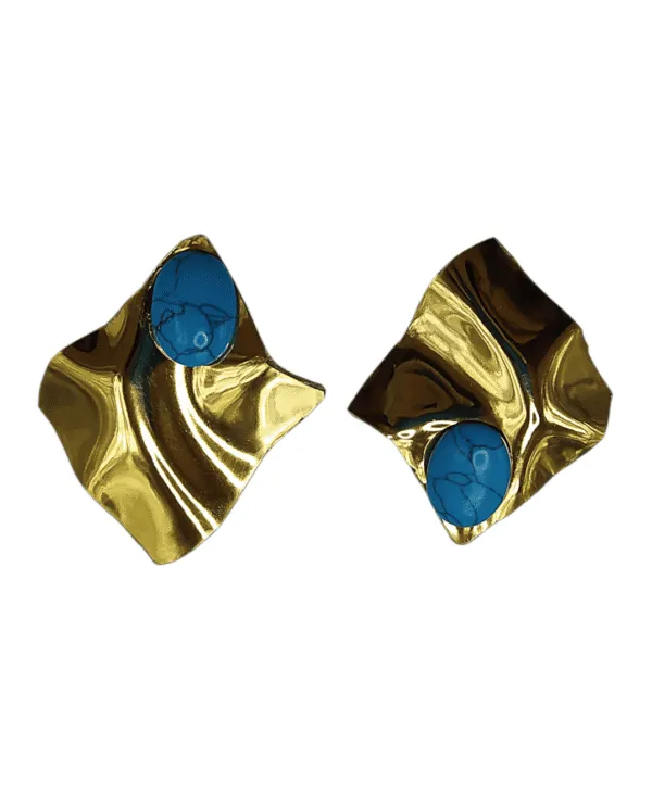 Wave Turquoise Lightweight Gold Earrings