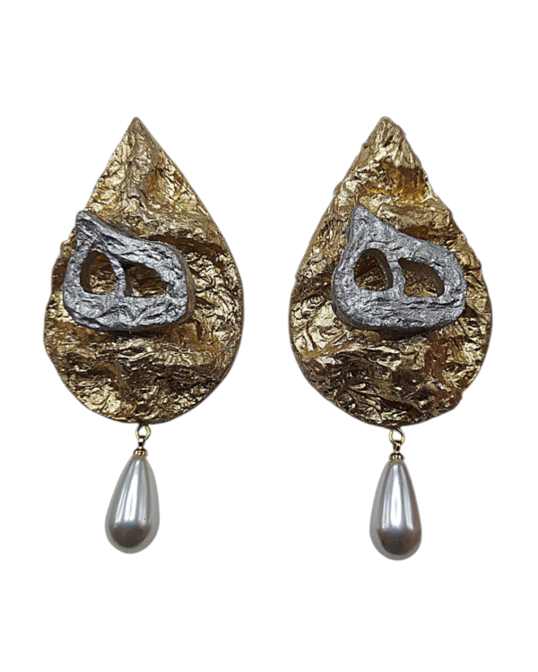 Golden Hich Cypress Handmade Paper Mache Earrings