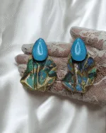 sea Waves  Earrings – Handmade Paper Mache - Image 5