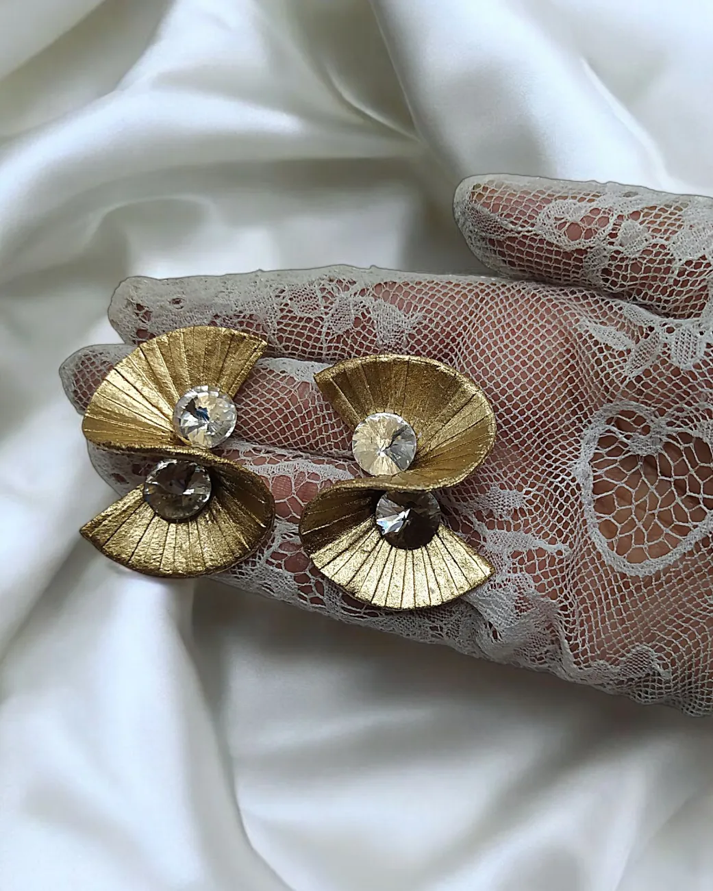 Radiant Sunrise Gold Crystal Earrings - Image 3