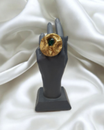 Zamrud — Emerald Green Papier‑Mâché Ring, Gold – Adjustable - Image 4