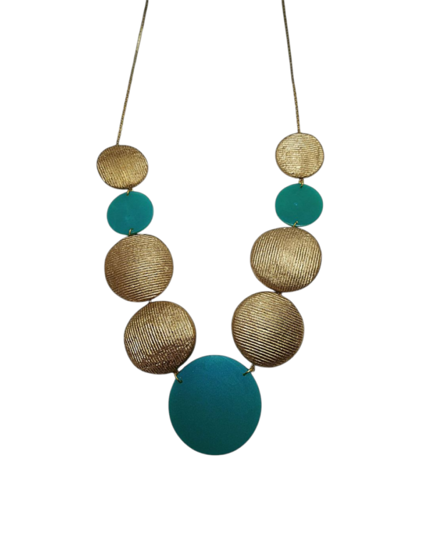 Dancing Circles Necklace In Turquoise And Gold