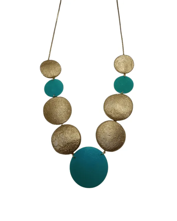 Dancing Circles Necklace In Turquoise And Gold