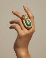 Turquoise Dawn Paper Mache Ring – Adjustable - Image 2