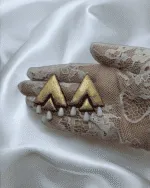 Geometric Tears Earrings in Gold Lightweight Design - Image 5