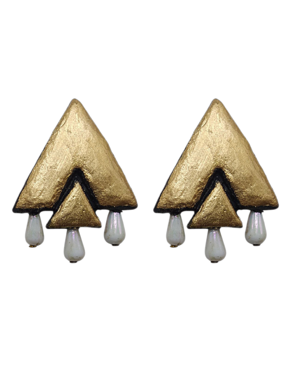 Geometric Tears Earrings in Gold Lightweight Design