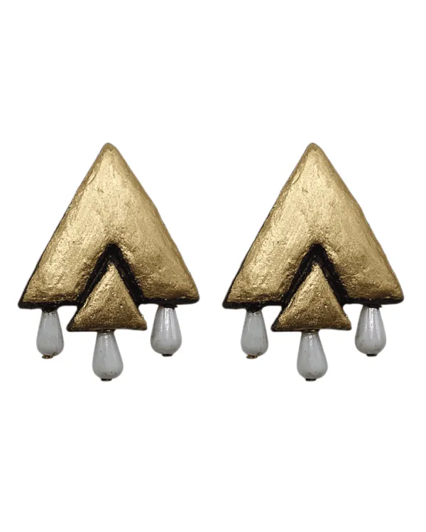 Geometric Tears Earrings in Gold Lightweight Design