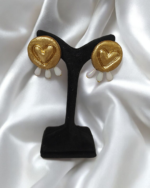 Golden Heart Pearl Drop – Handmade Paper Mache Earrings - Image 5