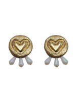 Golden Heart Pearl Drop – Handmade Paper Mache Earrings