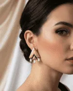 Geometric Tears Earrings in Gold Lightweight Design - Image 2