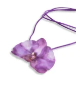 Purple Orchid Suede Choker Necklace Handmade Real Flower