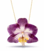 Purple White Phalaenopsis Orchid Statement Necklace