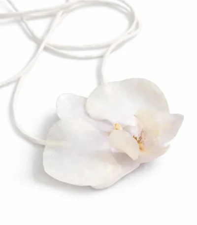White Phalaenopsis Orchid Suede Choker Necklace