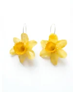 Yellow Daffodil Real-Flower Hoop Earrings