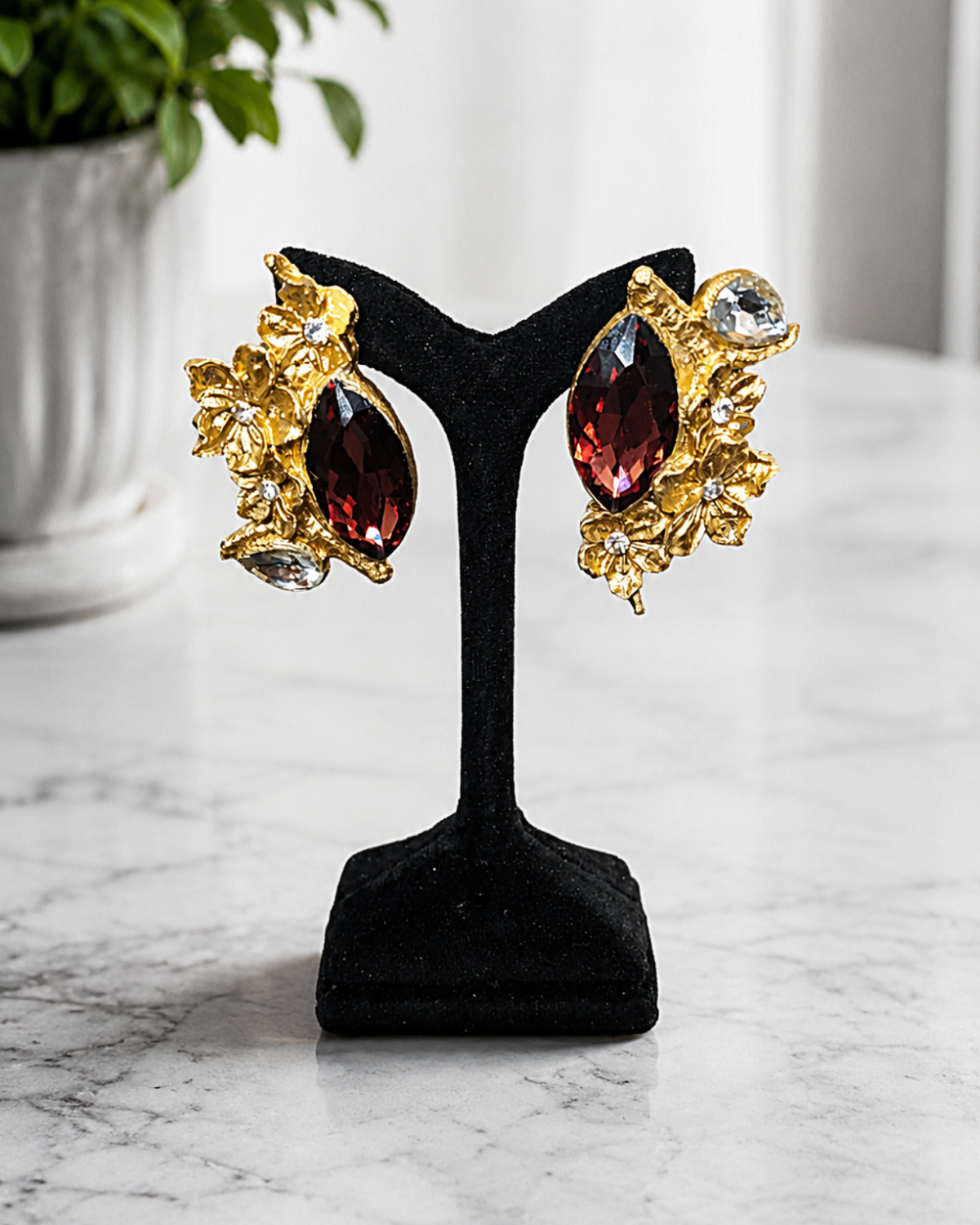 Crystal Garden Paper Mache Earrings - Image 7