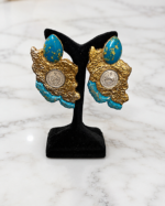 Vatan Earrings With Pahlavi Coin And Gold Leaf - Handmade Papermache Earrings - Image 8