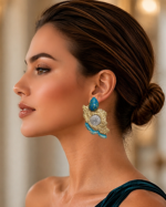 Vatan Earrings With Pahlavi Coin And Gold Leaf - Handmade Papermache Earrings - Image 6