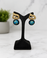 Hich Earrings With Turquoise Resin Stone - Small Size - Image 8