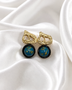 Hich Earrings With Turquoise Resin Stone - Small Size - Image 6