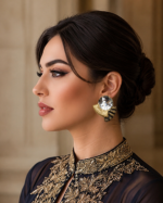 Egyptian Earrings in Golden Elegance - Handmade Papermache Earrings - Image 6