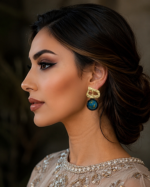 Hich Earrings With Turquoise Resin Stone - Small Size - Image 7