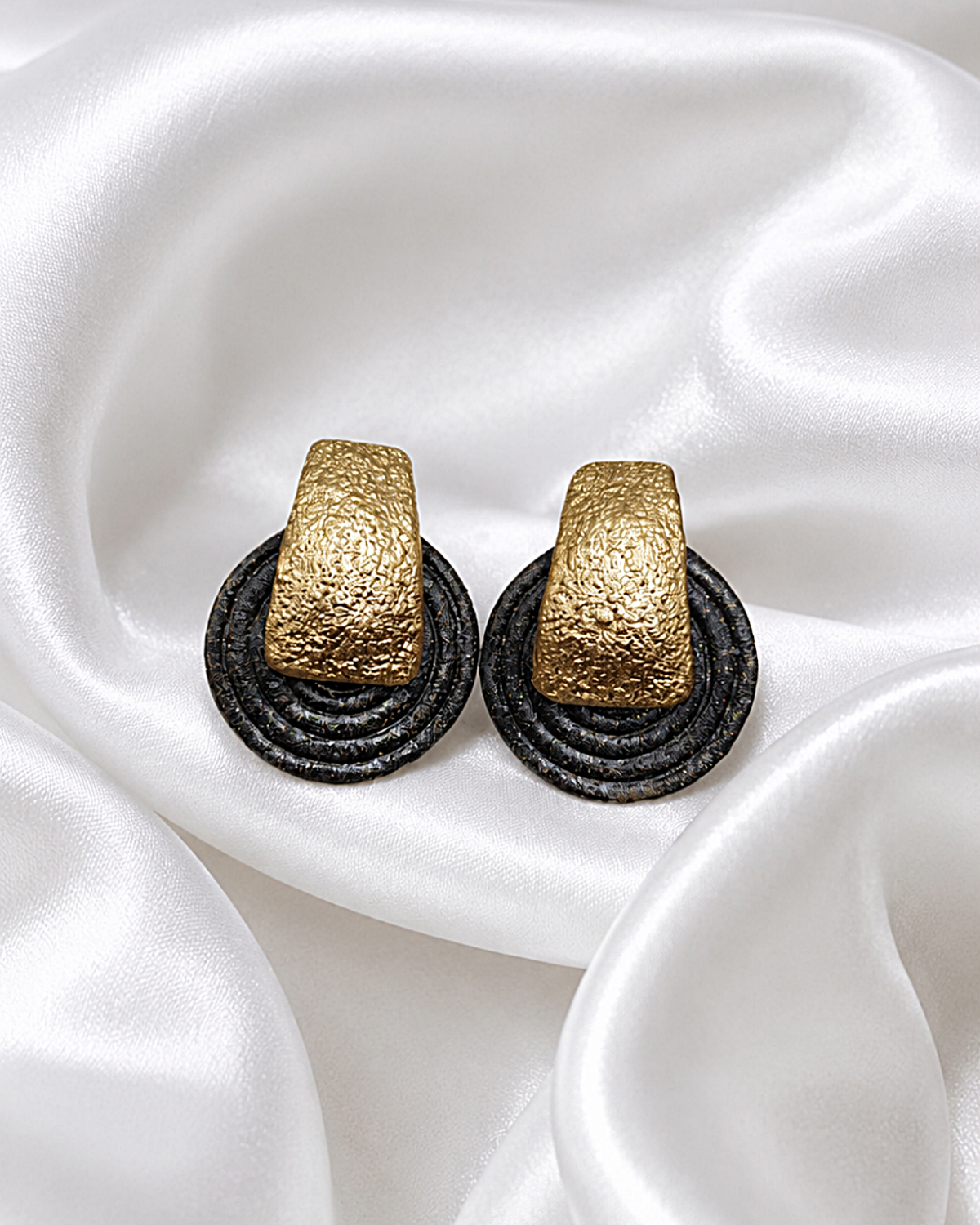 Modern Gold And Black Orbit Papier-Mâché Earrings - Image 7