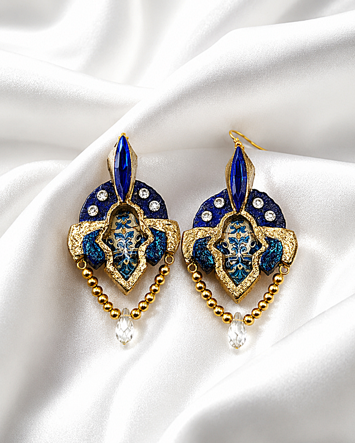 Persian Azure Earrings Inspired By Royal Tile Art - Paper Mache Earrings - Image 7