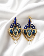 Persian Azure Earrings Inspired By Royal Tile Art - Paper Mache Earrings - Image 7