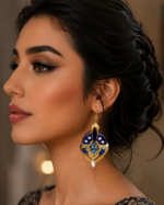 Persian Azure Earrings Inspired By Royal Tile Art - Paper Mache Earrings - Image 6