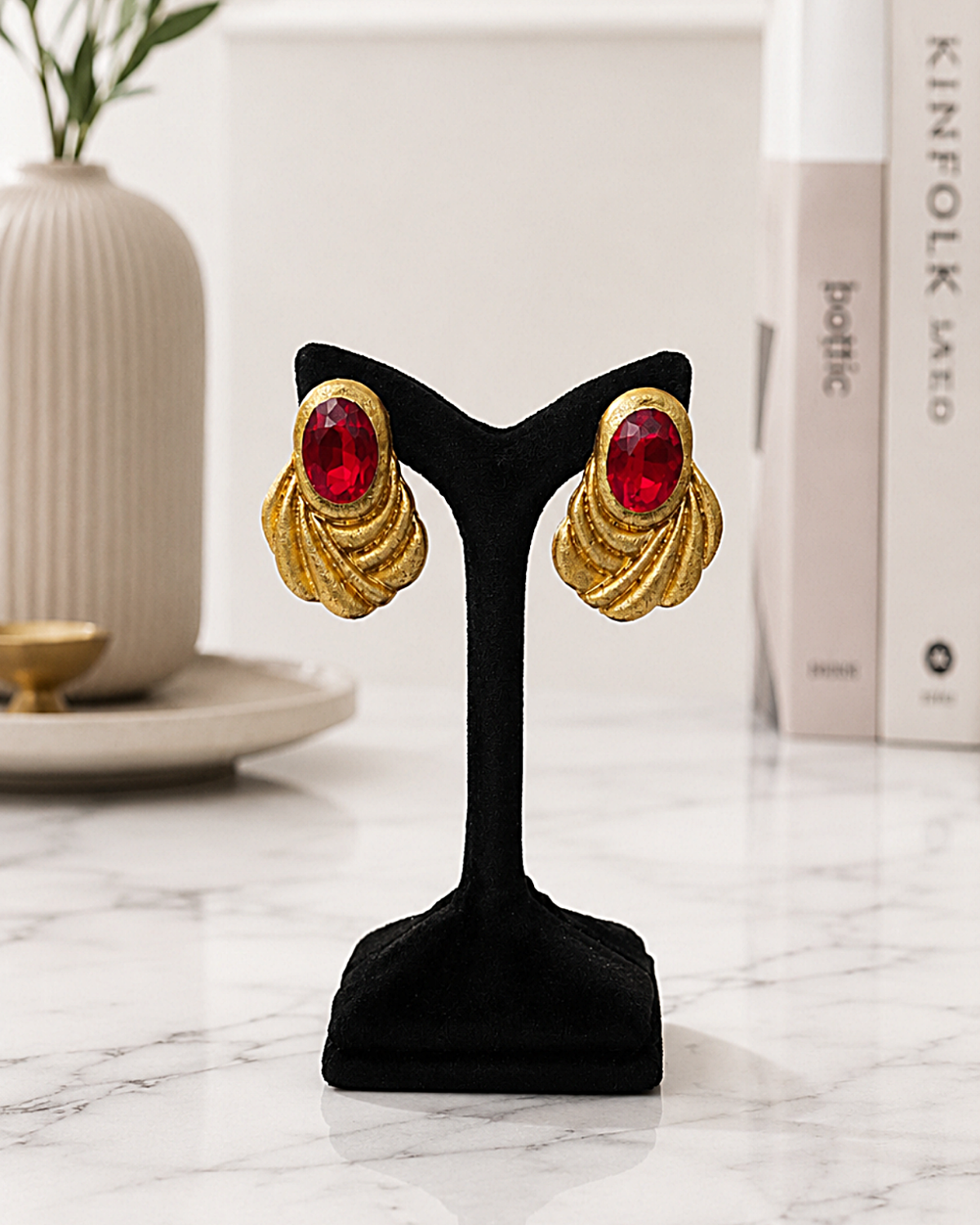 Golden Shell – Paper Mache Earrings - Image 10