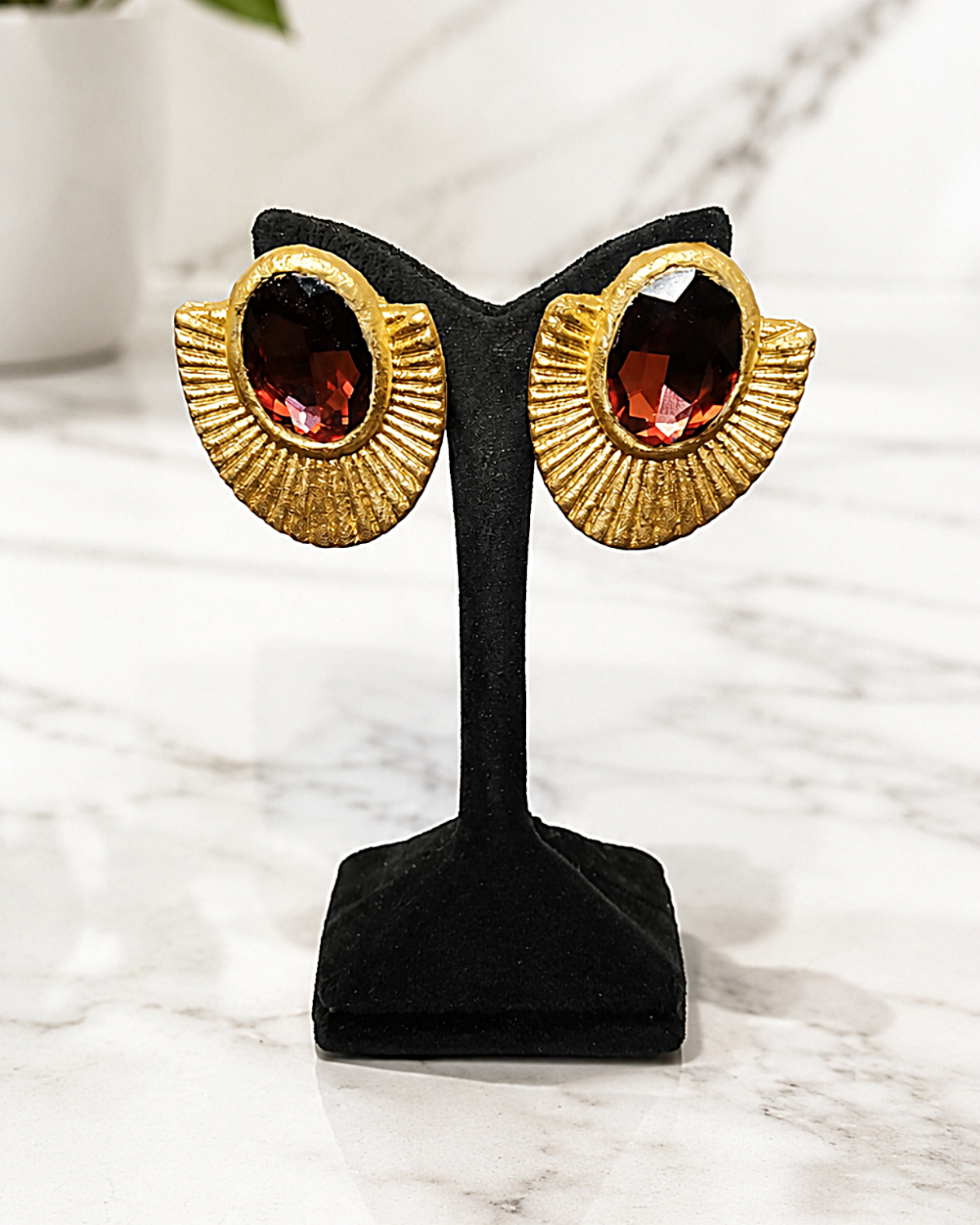 Handcrafted Sunburst Papier-Mâché Earrings - Image 10