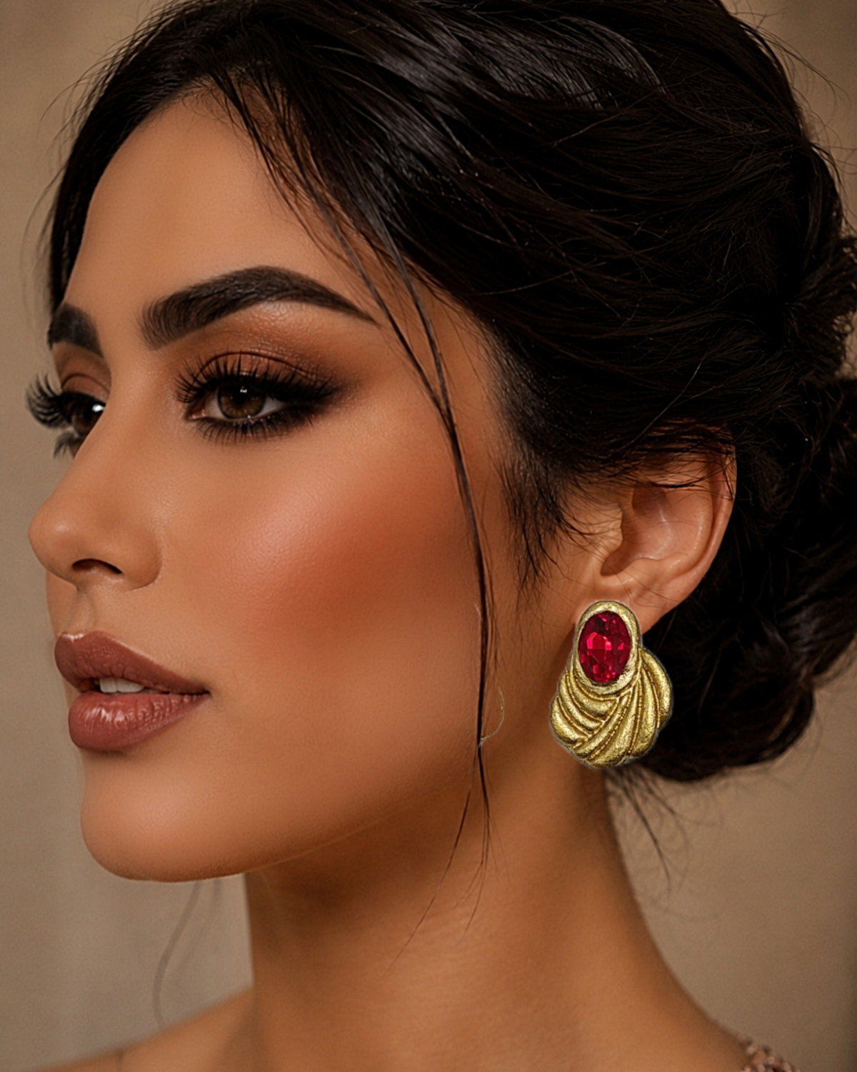 Golden Shell – Paper Mache Earrings - Image 6