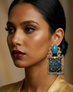 "How beautifully you captured my heart"- Handcrafted Hafez Poetry Turquoise Earrings - Image 9