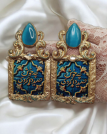 "How beautifully you captured my heart"- Handcrafted Hafez Poetry Turquoise Earrings - Image 7