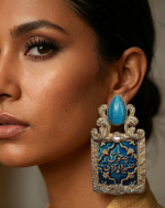 "How beautifully you captured my heart"- Handcrafted Hafez Poetry Turquoise Earrings - Image 6