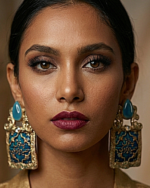 "How beautifully you captured my heart"- Handcrafted Hafez Poetry Turquoise Earrings - Image 10