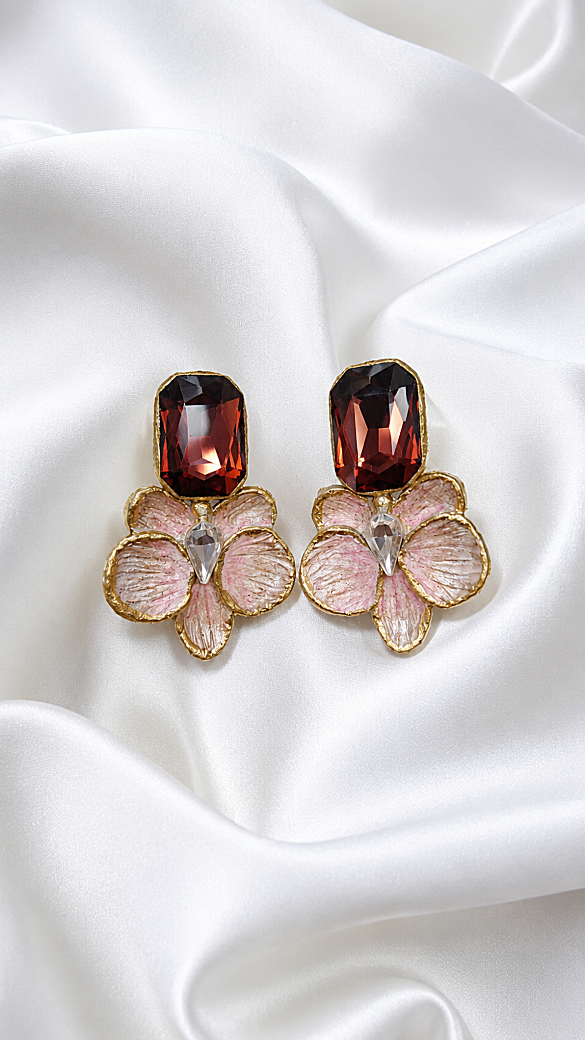 Orchid Flower Earrings – Lightweight Papier-Mâché - Image 3