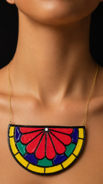 Rangin Gereh — Handmade Paper Mache Necklace - Image 2