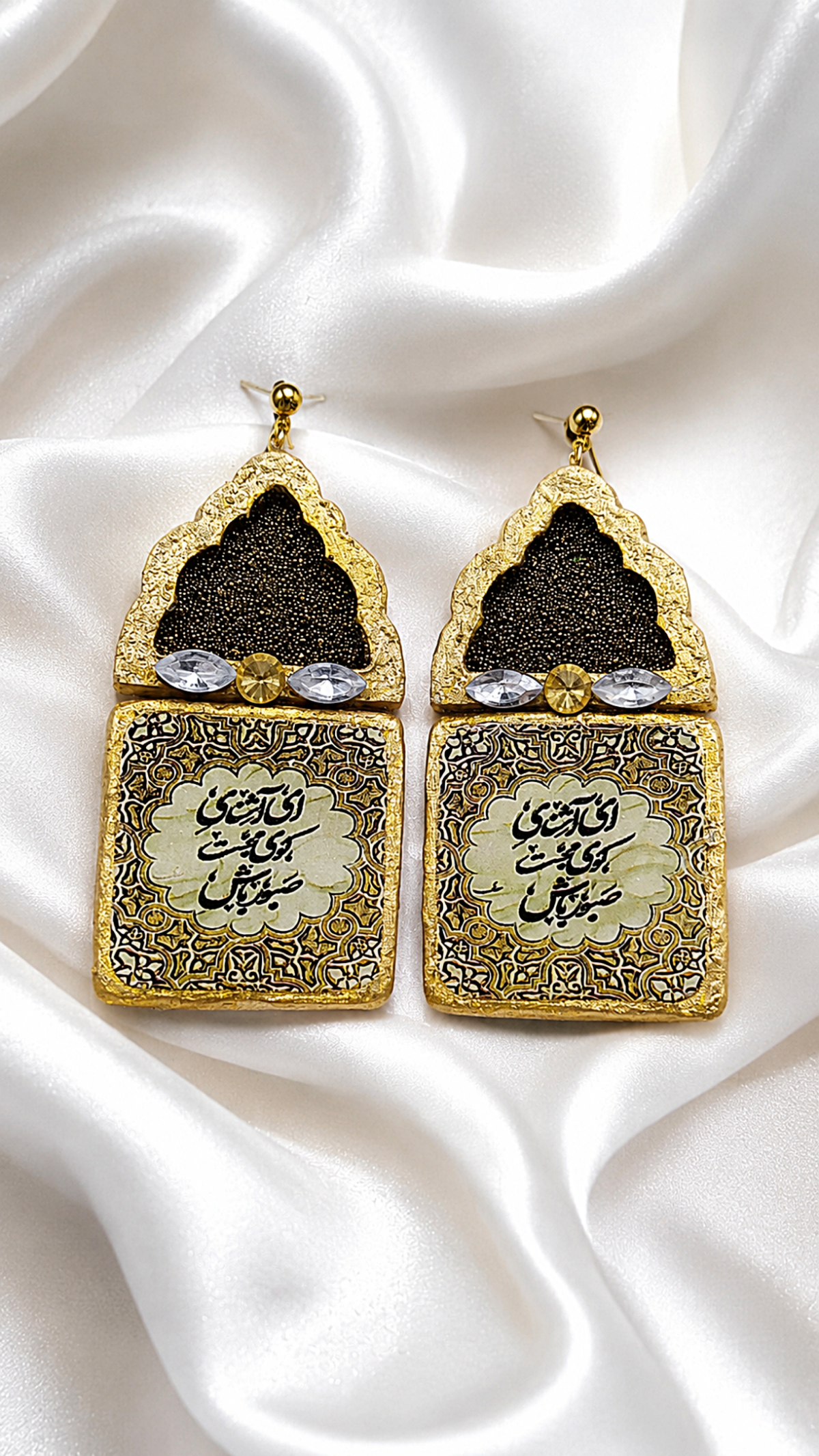 Saadi Poetry Earrings – Handmade Persian Art - Image 2