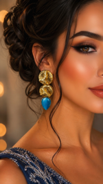 Golden Tide – Handmade Papier-Mâché Statement Earrings - Image 3