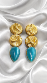 Golden Tide – Handmade Papier-Mâché Statement Earrings - Image 2