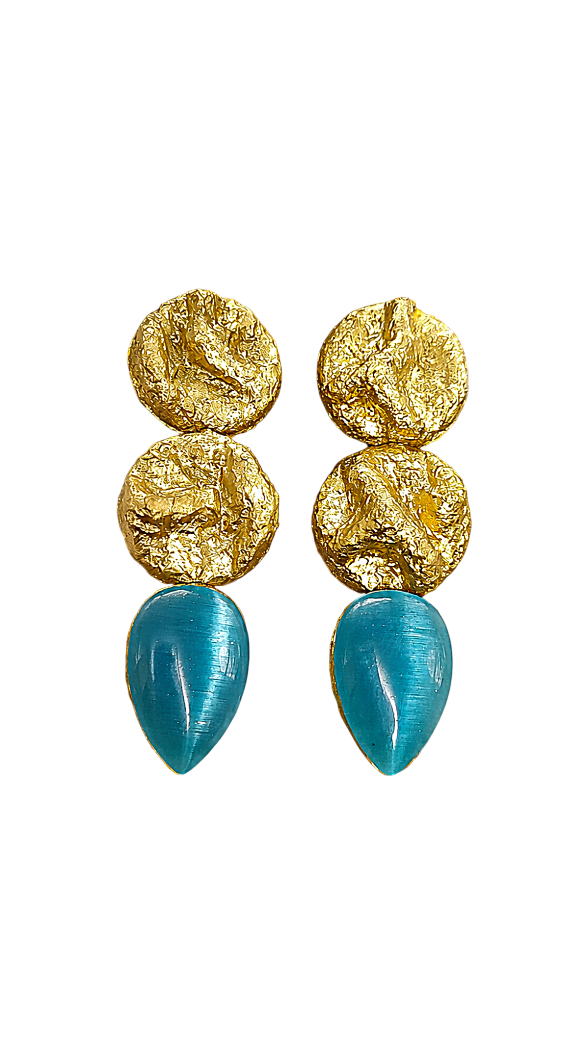 Golden Tide – Handmade Papier-Mâché Statement Earrings - Image 1